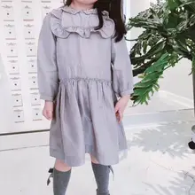 Однотонное платье для маленьких девочек нарядные платья на свадьбу детское серое платье принцессы для девочек Одежда для детей размеры От 2 до 12 лет, распродажа, середина сентября