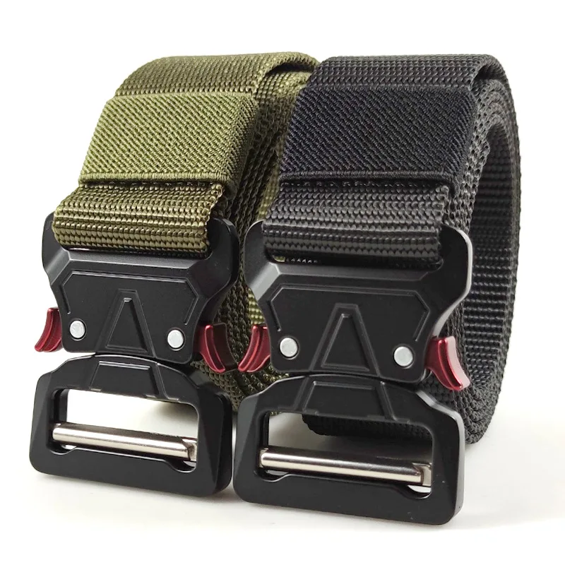125CM Military Tactical Belt Men Army Nylon Belts Adjustable Heavy Buckle Outdoor Police Hunting Combat Training Sport Belt