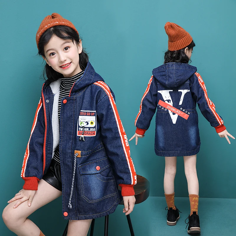 

New 2019 Fashion Children Winter Jacket Girl Winter Coat Kids Warm Thick Fur Collar Hooded long down Coats For Teenage 4Y-14Y