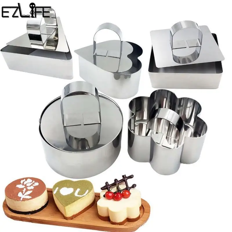 1Pcs Steel Baking Dish DIY Bakeware Tools Cupcake Mold Mousse Ring  Cheese Tools Salad Cake dessert Mould