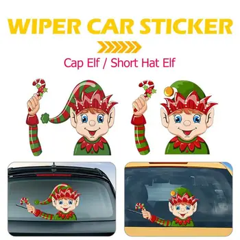 

Long Short Hat Elf Car Sticker Beagle Panda Fairy Hat Woodhound Waterproof Rear Windscreen Wiper Decals Christmas Decoration