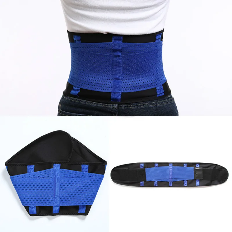 Фитнес-пояс эластичный регулируемый дышащий Поясничный поддержка для облегчения боли в спине Бодибилдинг бандаж тренажерный зал защитный пояс - Цвет: Синий