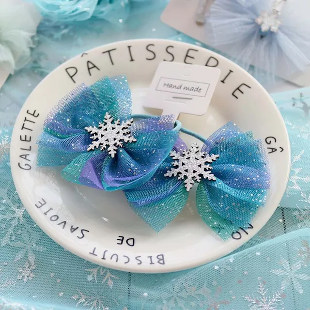 Oaoleer 2PCS/Set Novelty Net Yarn Flowers Elastic Hair Bands for Children Hair Circle Girl Hair Rope Rubber Band Ponytail Tie 8