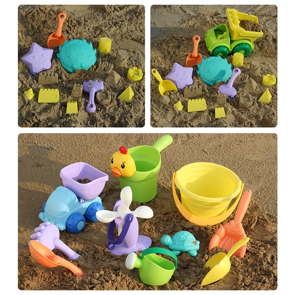22Pcs/Set Baby Beach Toys Sandbox Toys For Children Sandpit Sand Molds Sand Castle Tool Cart Shovels Ducks Bucket Outdoor Toy