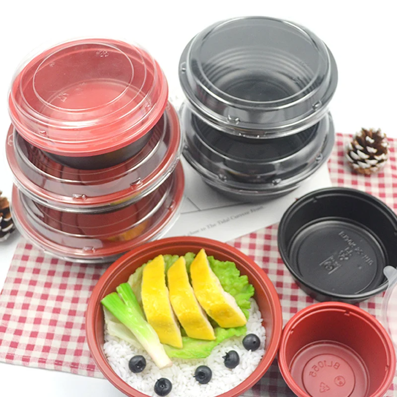 ZEQIU фабрика продает одноразовые красные и черные Ланч-боксы соус чашка с прозрачной крышкой для микроволновой печи нагревательный контейнер
