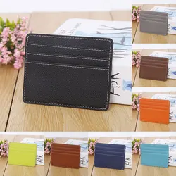 Mini Card Holder Unisex ID Credit Card Holders Wallet Leather Business Bank Card Case Stylish Credit Wallets Solid Color Wallet