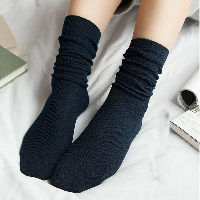 Твердые Цвет Ретро лес Стиль носки, японский стиль Хлопок Для женщин носки гольфы мягкие дышащие носки черный, белый цвет дропшиппинг