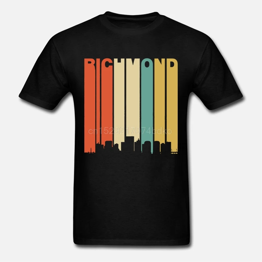 Ретро 1970 стиль Ричмонд Вирджиния центр Skyline футболка | Мужская одежда