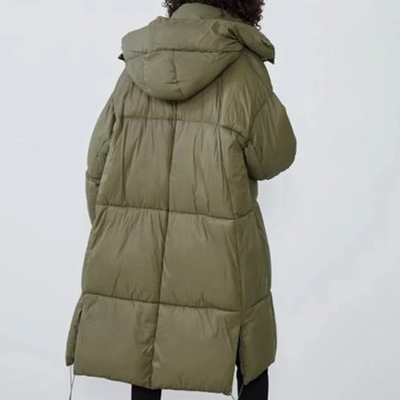Зимний плотный женский пуховик с капюшоном, однотонная длинная парка большого размера, Женская Повседневная Свободная верхняя одежда Abrigos Mujer Invierno