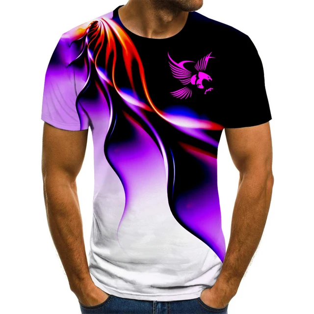 Fashion summer t-shirt men's 2021 3D Eagle print men's T-shirt breathable street style stitching print t-shirt men's size 6XL TL394