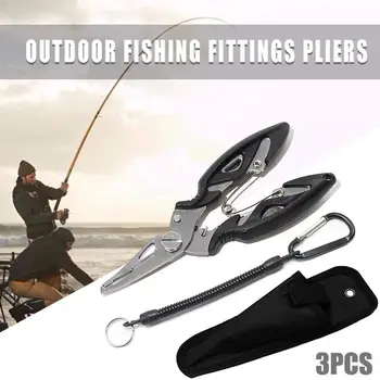 

Stainless Steel 3 Color Fishing Gear Multifunctional Fishing Pliers Portable with Lanyards Spring Rope Multi Functional Clamp