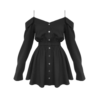 Ruibbit, новинка, весна-осень, готическое платье для девочек, с вырезом, v-образный вырез, сексуальное женское платье на бретельках, с длинным рукавом, ТРАПЕЦИЕВИДНОЕ черное платье в стиле панк - Цвет: Черный