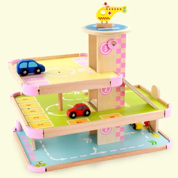 

Baby Boy Large 3D Three-layer Wooden Parking Lot Suit Pretend Play Car Park Wooden Toys Educational Toys for Kids Birthday Gifts