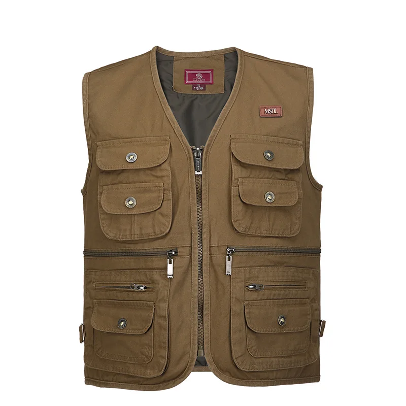 

Multi-pockets Middle-aged Work Clothes Men'S Wear MEN'S Denim Vest Autumn And Winter Vest Casual Fishing