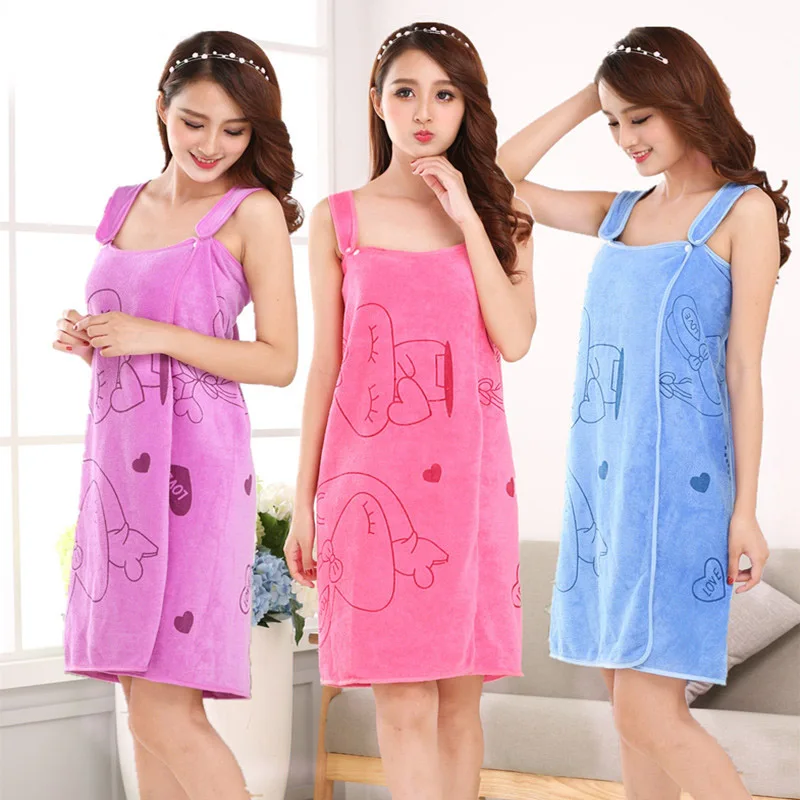 

Newly Women Fast Drying Rabbit Wearable Bath Towel Shower SPA Wrap Body Beach Bathroom Bathrobe XSD88