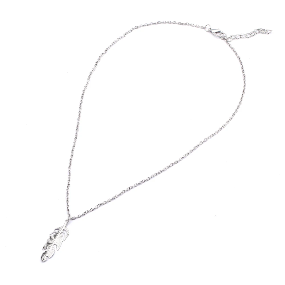 Свежий стиль Одиночная цепь небольшой сплав лист ключицы ожерелья цепи и пенины для женщин Выпускной подарок колье для девочек - Окраска металла: Silver Color