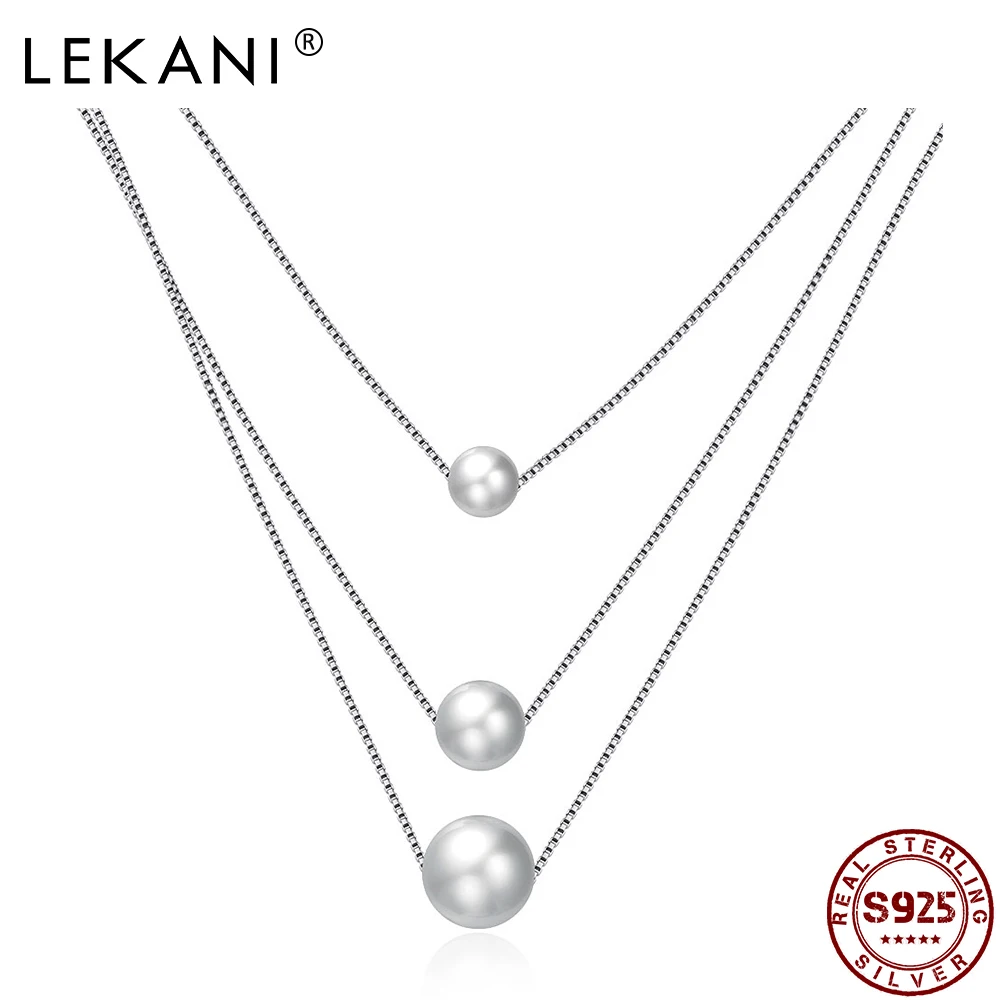 Женская трехслойная цепочка LEKANI ожерелье из стерлингового серебра 925 пробы с