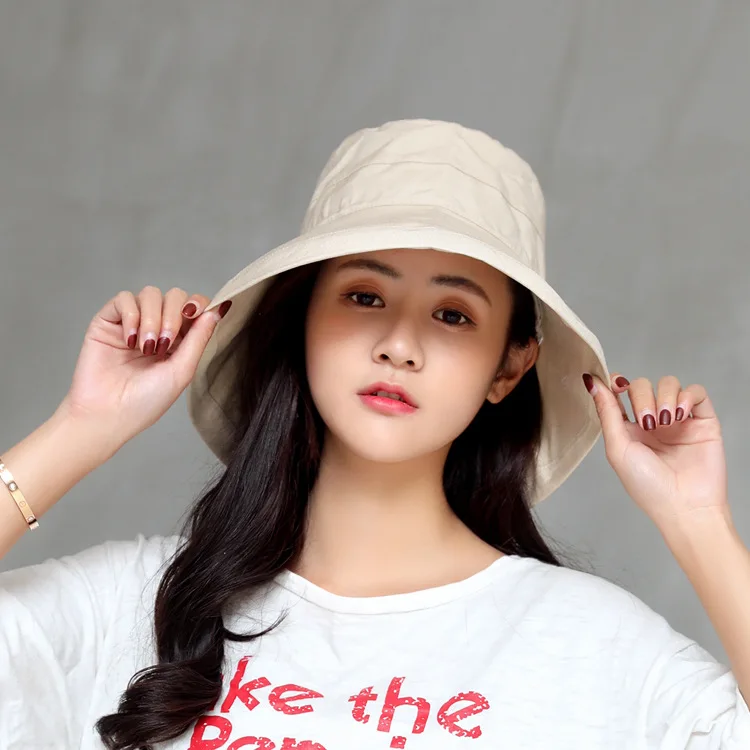 hat women's spring summer Korean version of the outdoor fisherman hat cotton hemp hundred set up sun basin hat students sun hat