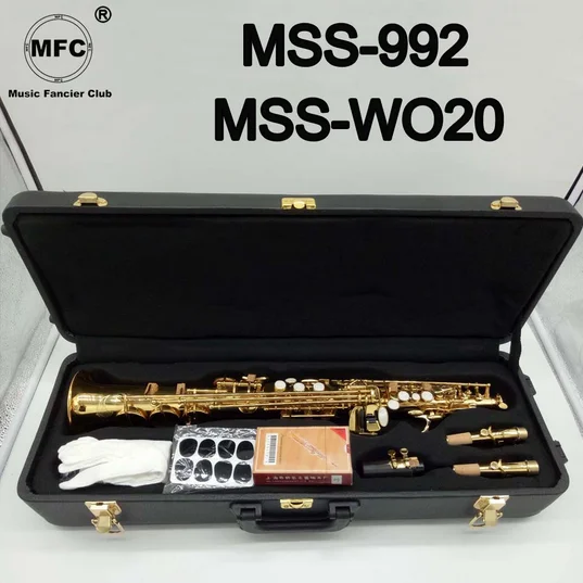 

Music Fancier Club Soprano Saxophone MSS-992 MSS-WO20 Gold Lacquer With Case Sax Soprano Mouthpiece Ligature Reeds Neck