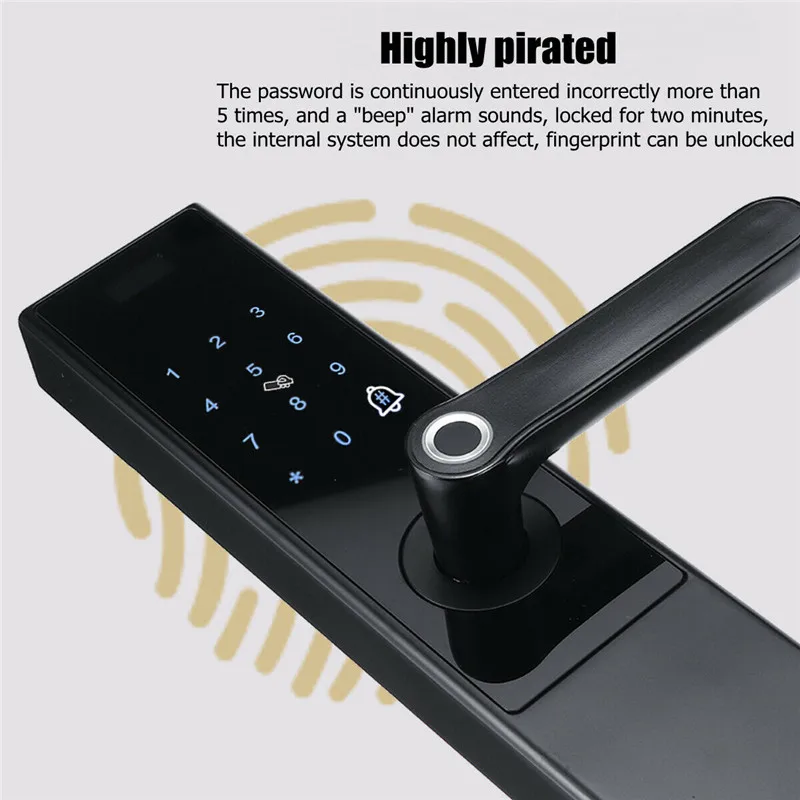 Электрический биометрический замок без ключа, цифровой умный дверной замок, приложение+ сенсорный+ пароль+ ключ+ накладка+ отпечаток пальца, 6 способов