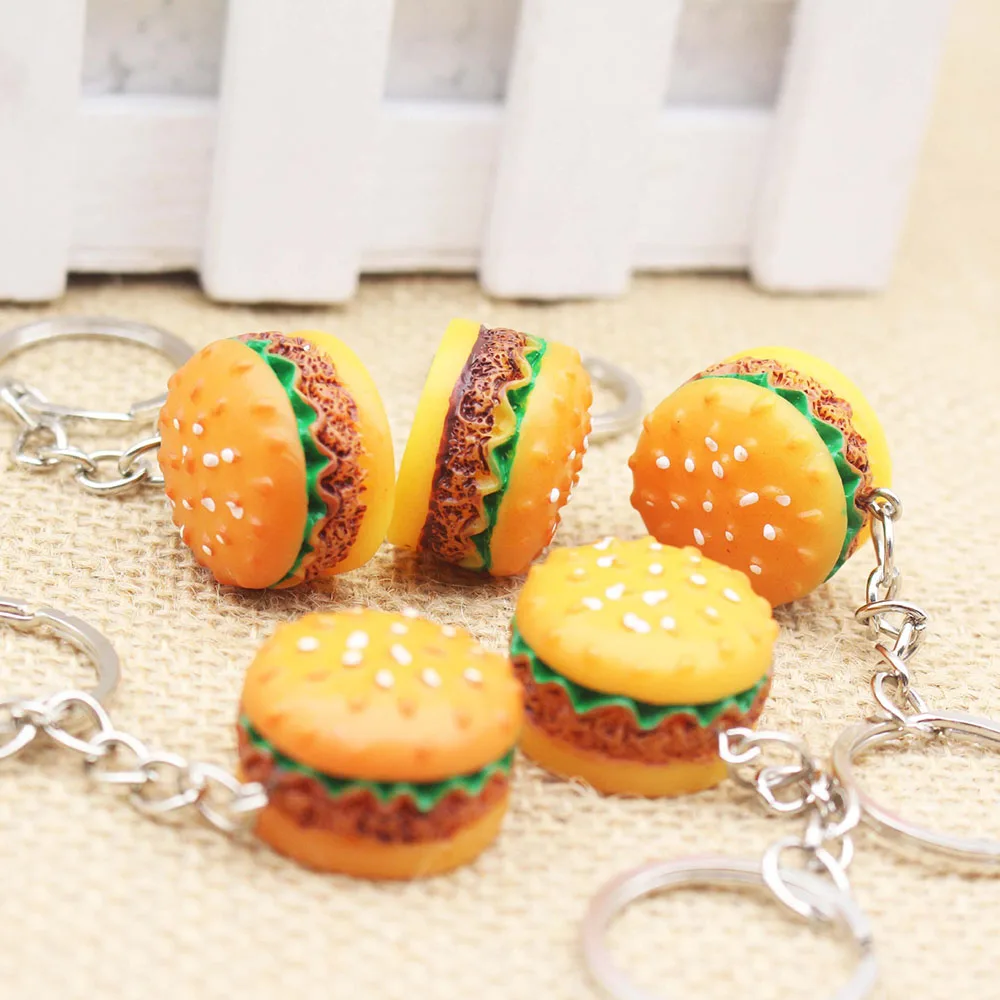 Милый брелок гамбургера имитация еды подвеска в форме гамбургера брелок для ключей Новинка Рождественский подарок на день рождения - Цвет: Цвет: желтый