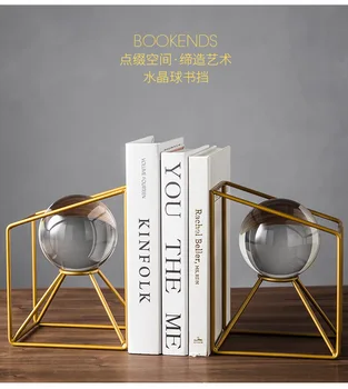 

Book Block Decoration Nordic Luxury European-Style Simple Crystal Ball Art Decorations Book End Decor Study Book Desk Bookend