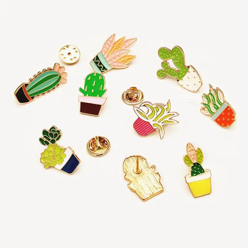 

9 Japanese Cactus Badges Enamel Pin Plant Brooch For Boys Girls T Shirt Collar Coat Bag Shoes Trendy
