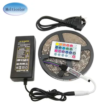 

SMD RGB LED Stripe Light 5050 5M waterproof LED Light rgb Leds tape diode 300led ribbon Flexible Controller DC 12V Adapter set
