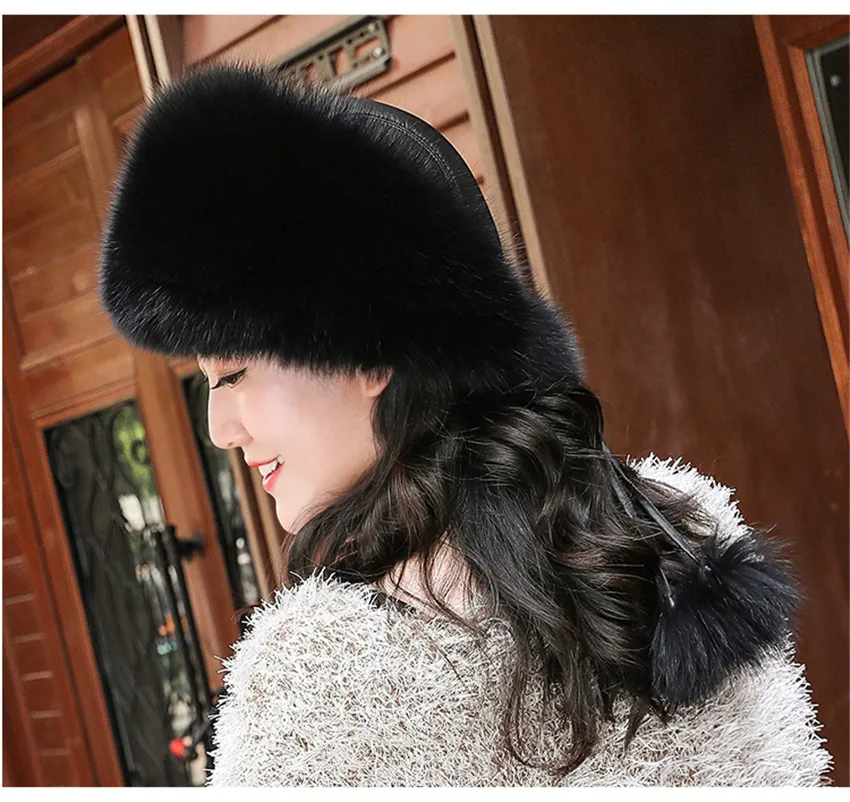 Горячая Распродажа, натуральный мех лисы шапка, женская шапка, толстая меховая шапка, зимняя теплая шапка, женская модная шапка для женщин, зимняя шапка 0223