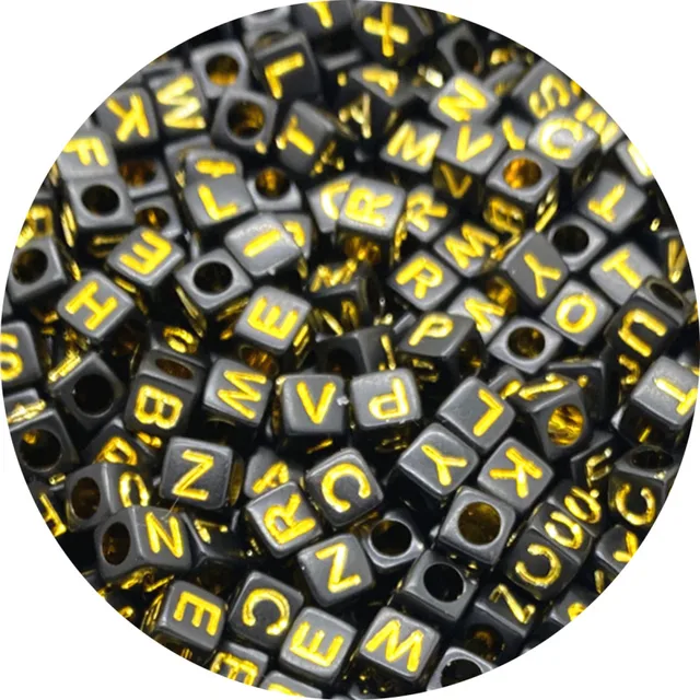 100pcs 6mm Mixed Square Alphabet Letter Beads Charms Bracelet Necklace For Jewelry Making DIY Accessories 28