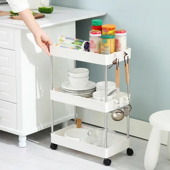 

Kitchen Small Gap Storage Rack 2/3/4 Layer Kitchen Narrow Cabinet Living Room Floor Partition Frame Home Bathroom Cabinet