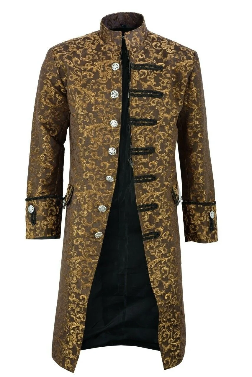 

Men Victoria Edwardian Steampunk Trench Coat Frock Outwear Vintage Prince Overcoat Medieval Renaissance Jacket Cosplay Costume