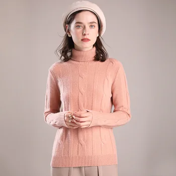 

Winter Thick Sweater Turtleneck Pure Cashmere Pullovers Women Long Sleeve Knitwear Top Casual Loose Warm Soft Female Jumper