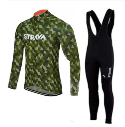 Long sleeve suit Мужская велосипедная футболка Strava с длинным рукавом, комплект одежды для горного велосипеда, одежда для велоспорта Ropa Ciclismo Hombre, велосипедная одежда, 9D гелевые штаны - Цвет: Long sleeve suit