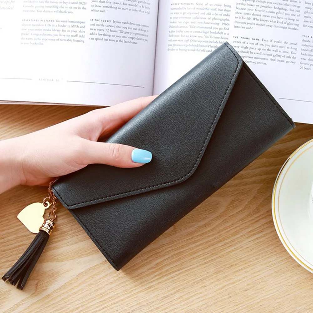 Long Women's Wallet Female Purses Tassel Card Holder Wallets Female PU Leather Clutch Money Bag Pu Leather Wallet