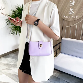 

Youth Ladies Simple Versatile Bag Women Chain Solid Color Crossbody Bag Female Leather Travel Daily Shoulder Pouch