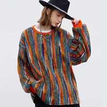 

Fashion Women Knitted Sweater Fashion Oversized Pullovers Ladies Winter Loose Sweater Korean College Style Women Stripes Jumper