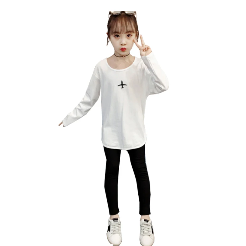 

3-10 year girl clothes casual two-piece suit new design cartoon printed sweatshirt + leggings in Older children quality clothing