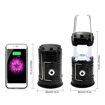 

Chiclits LED Solar Camping Lantern Portable Tent Light Stretch USB/DC/Solar Powered Energy-saving lamps for Outdoor,Fishing