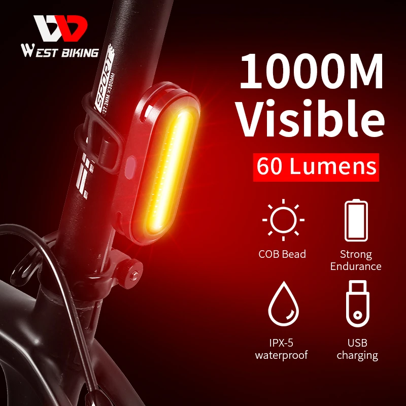 LED Bicycle Rear Tail Light Taillight Safety Cycling Lamp Bike USB Recharge COB 