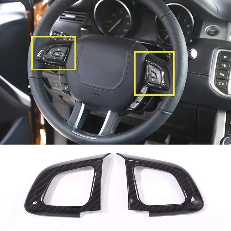

ABS Car Steer ing Wh eel Control Frame Trim 2Pcs for Land Rover Range Rover Evoque 2012-2017 Car Accessories (Carbon fiber)