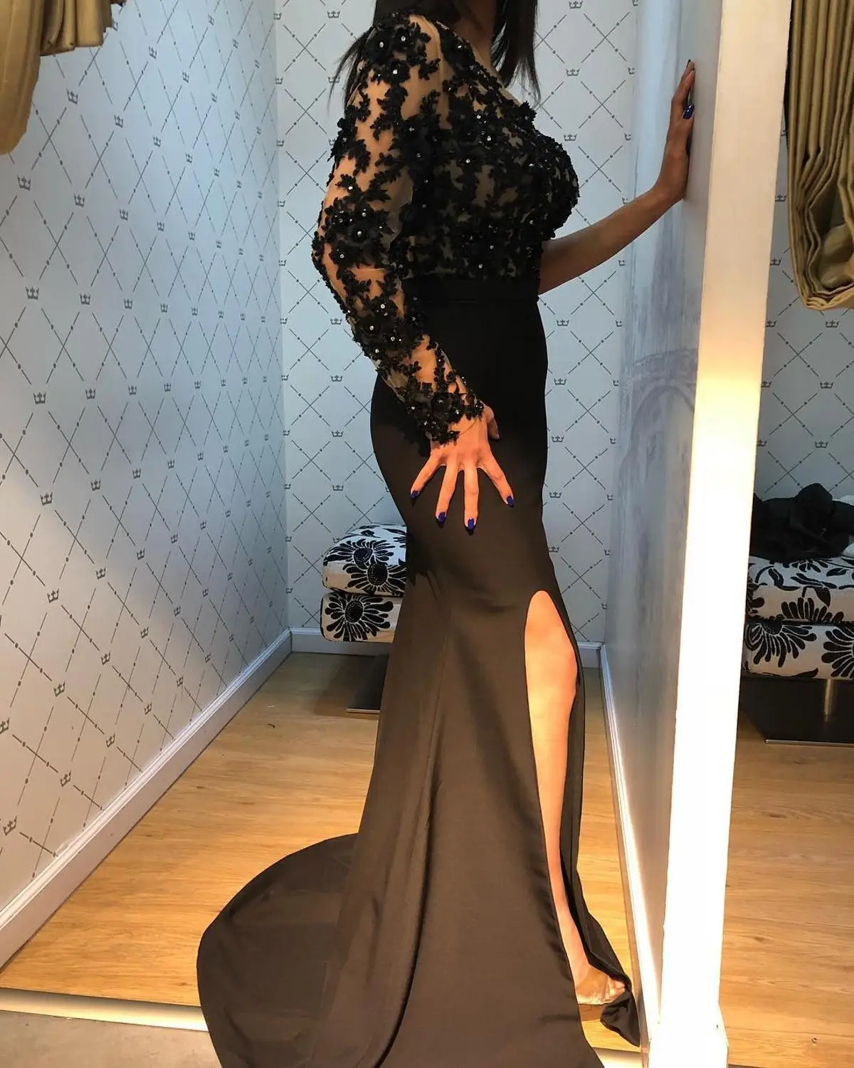 Вечернее торжественное платье, Abendkleider Vestido Longo Festa Robe De Soiree, красное, черное, Русалка, рукава, арабские вечерние платья, длинные