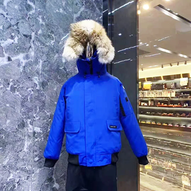 Зимняя куртка-пуховик для пилота, мужская куртка, пальто в стиле милитари, одежда для мальчиков, короткая теплая утепленная верхняя одежда для мужчин, Homme - Цвет: Синий