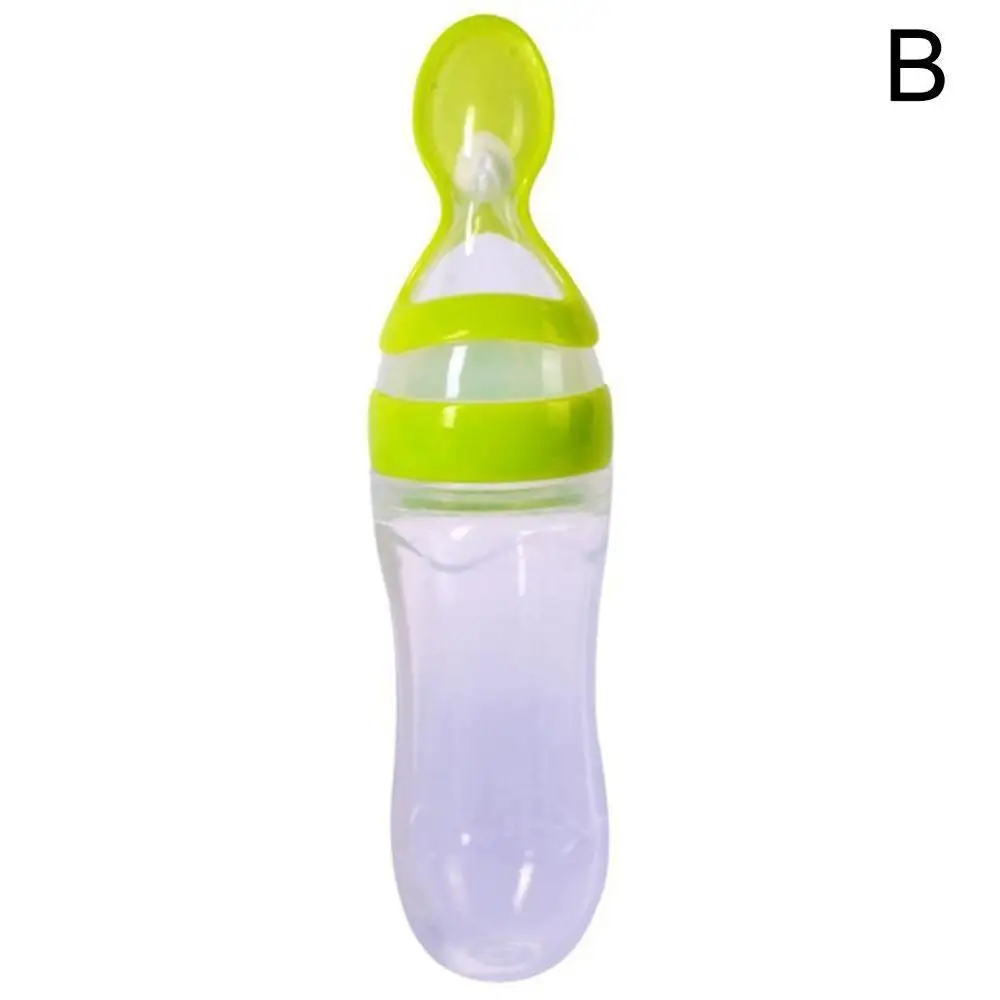 Соковыжималка для новорожденных бутылочка для кормления силиконовая тренировочная ложка для риса Детские зерновые пищевые добавки питатель безопасные столовые инструменты - Цвет: GREEN
