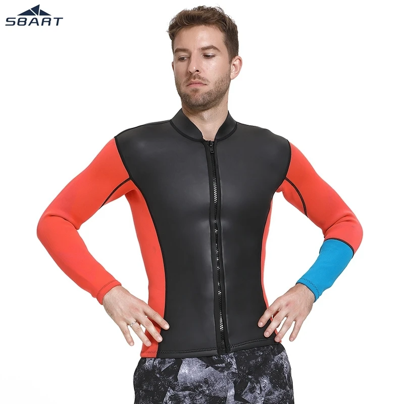 SBART 3mm Neoprene Scuba Diving Suit Jacket Windsurfing Swimwear Boating Snorkeling Elastic Warm CR Light Jacket tops Wetsuit