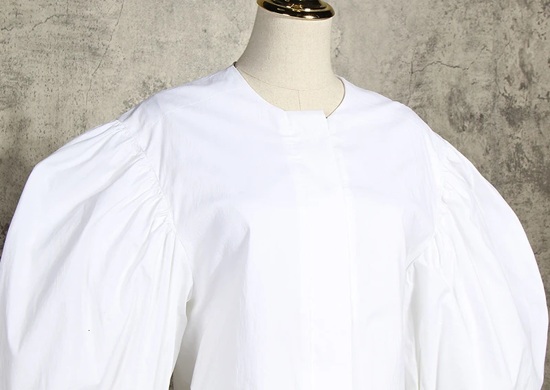 TWOTWINSTYLE элегантная Асимметричная женская рубашка с круглым вырезом и длинным рукавом-фонариком с асимметричным жилетом женские блузки Мода Новинка