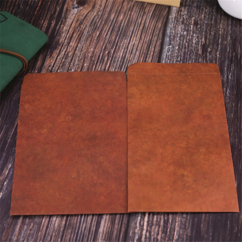 Red brown Coloffice, Винтажный конверт, 10 шт./лот, креативные, крафт-бумага, конверты, сделай сам, декоративный конверт, маленькая бумага, школьные, офисные принадлежности - Цвет: Red brown