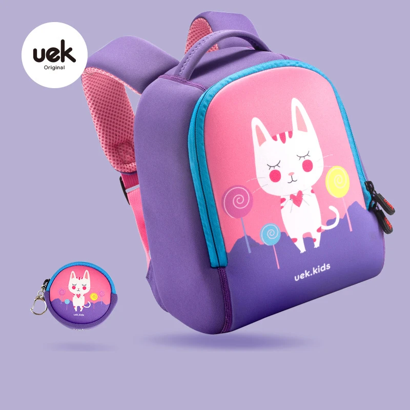 cat purple Новинка, милый школьный рюкзак с рисунком из мультфильма «Зоопарк» для мальчиков, Детский водонепроницаемый рюкзак для девочек, 3D высококачественный рюкзак Mochila для детей ростом 90-120 см - Цвет: cat purple