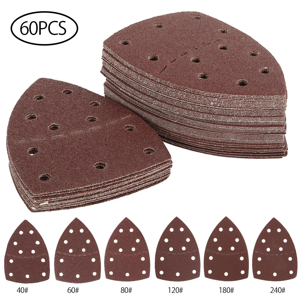 

60pcs Sanding Sheets Round Sandpaper Eight Hole Disk Sand Sheets Grit 40-240 Hook and Loop Sanding Disc Polish