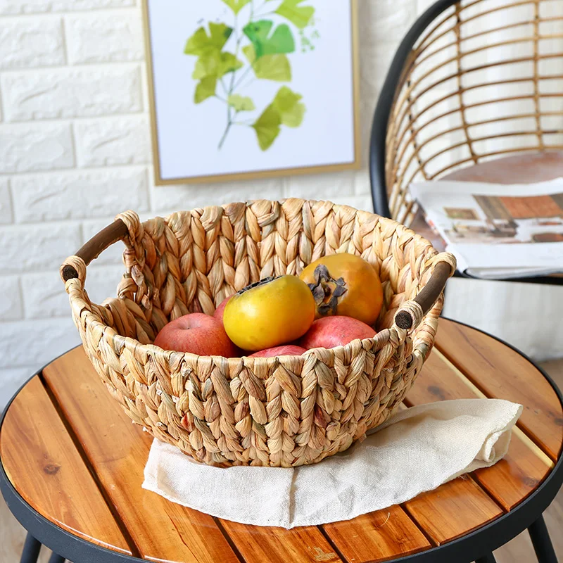 

Home creative vine straw living room fruit bowl basket decoration with handle storage basket fruit bread basket WF8171035